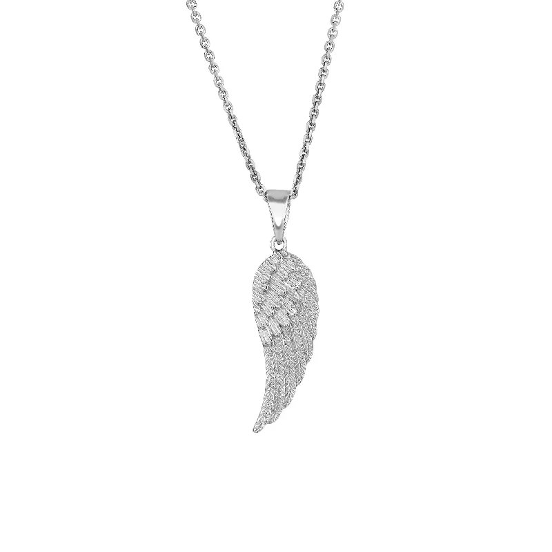 Ladies Necklaces with Grey Lawsonite-Ladies Playful Spirit Necklaces -Silver Angel Wing Necklace