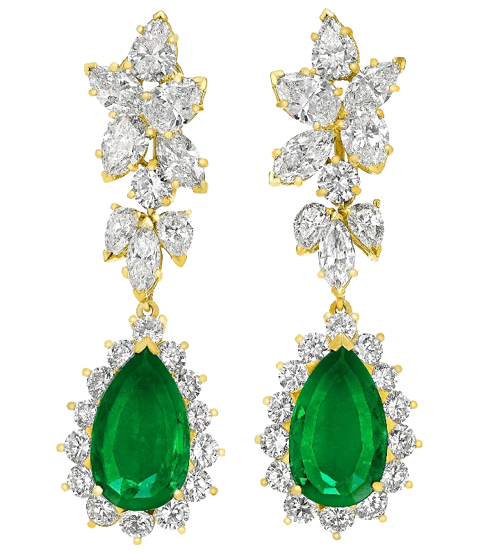 Ladies Blush Pink Earrings -Ladies Earrings with Clear Zircon-Emerald and Diamond Drop Earrings