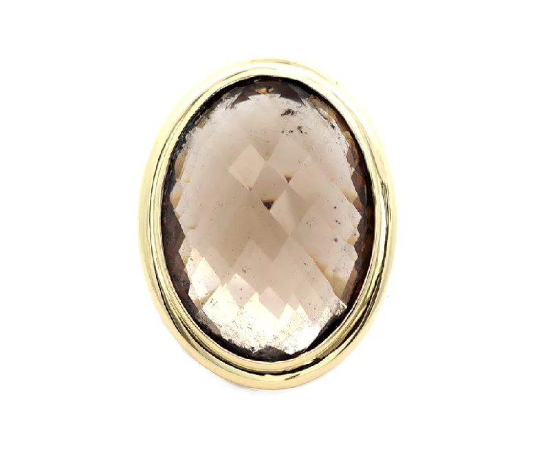 Ladies Nostalgic Retro Rings -Ladies Rings Wave Shine-David Yurman Albion Smokey Quartz Cocktail Ring in 18K