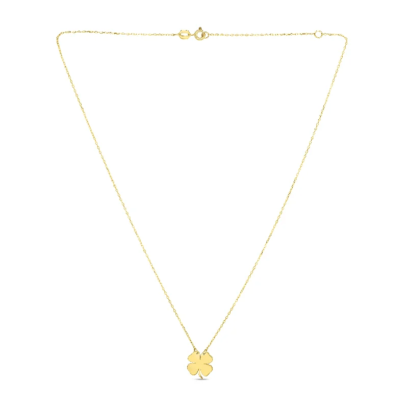 Ladies Necklaces with Flame Spark-Ladies Compass Charm Necklaces -14K Gold Clover Necklace