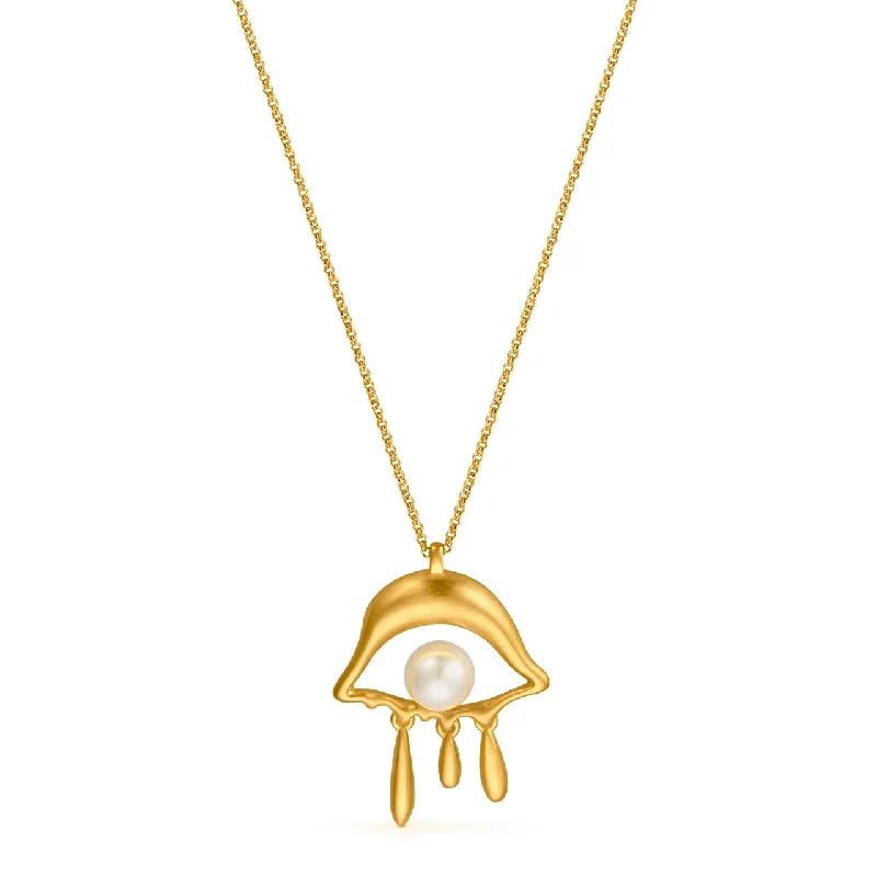 Ladies Necklaces for Special Glow-Ladies Emerald Accent Necklaces -Dalí Melting Eye Necklace