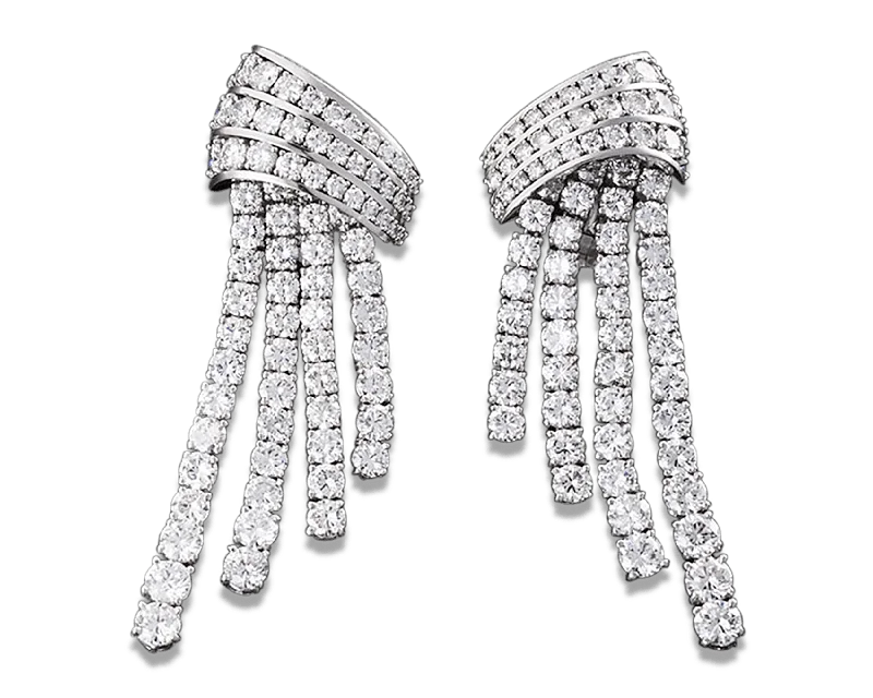 Ladies Weighty Solid Earrings -Ladies Earrings with Angel Glow-Diamond Dangle Earrings, 27.50 Carats