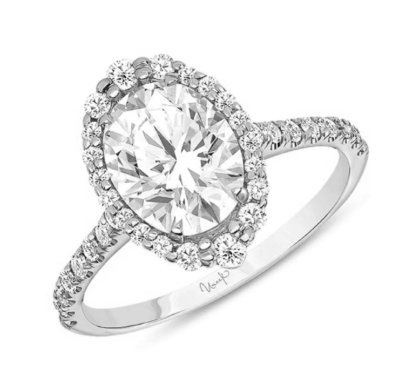 Ladies Engagement Rings with Enstatite Shine-0.36 ctw Diamond Halo Engagement Ring