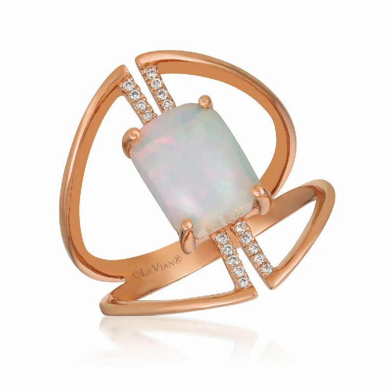 Ladies Emerald Edge Rings -Ladies Rings for Special Shine-Le Vian 14K Strawberry Gold® Neopolitan Opal™ and Diamond Ring GECR 102