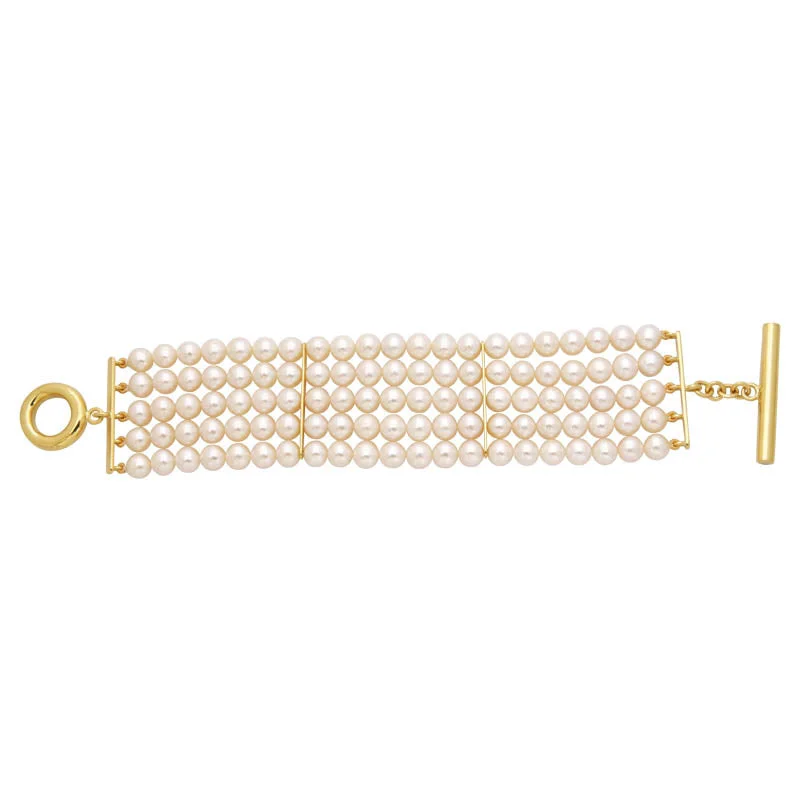 Ladies Bracelets Light Shine-Ladies Casual Day Bracelets -Bead Bracelet- Fresh Water Pearl with 18K Toggle Lock