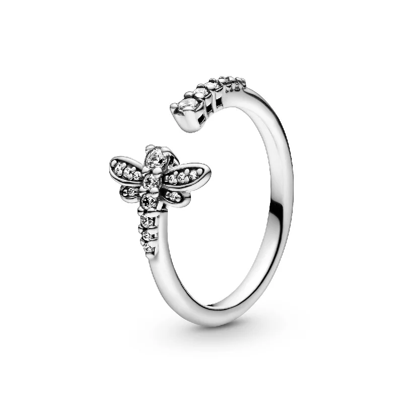 Ladies Petal Soft Rings -Ladies Rings with Lilac Iolite-Sparkling Dragonfly Open Ring