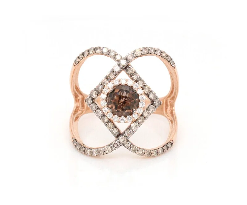 Ladies Opulent Luxe Rings -Ladies Rings Dual Glow-Le Vian 0.75ct Smokey Quartz and 0.55ctw Diamond Ring in 14K