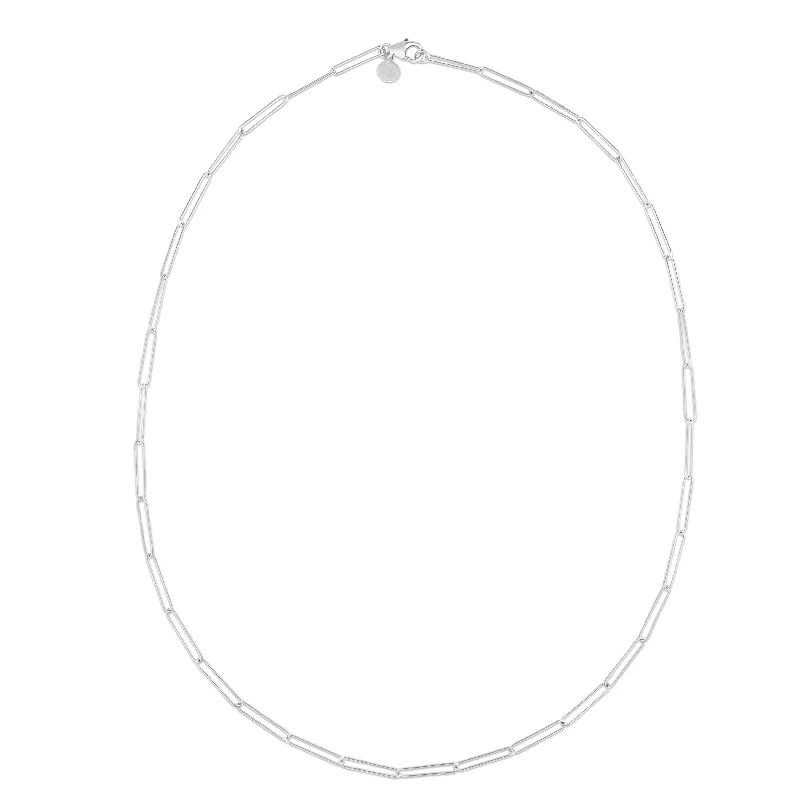 Ladies Necklaces with White Thaumasite-Ladies Moonlit Glow Necklaces -14K Lungo Paperclip Chain Necklace