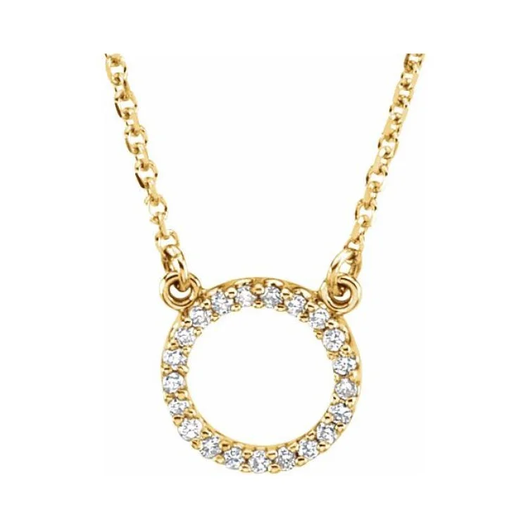 Ladies Necklaces with Square Spark-Ladies Mountain Peak Necklaces -14K Yellow .08 CTW Natural Diamond Circle 16" Necklace