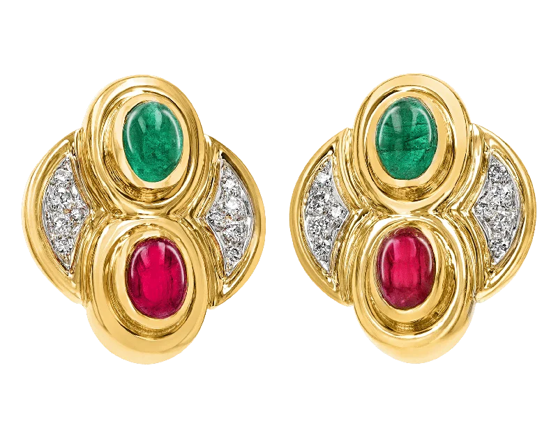 Ladies Swarovski Radiance Earrings -Ladies Earrings Light Glow-David Webb Ruby, Emerald and Diamond Earrings