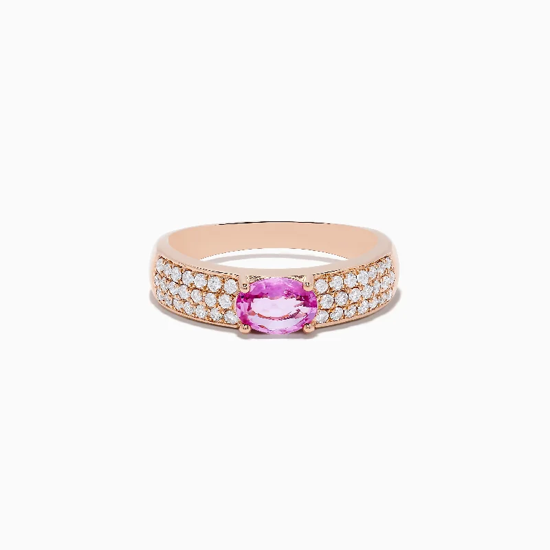 Ladies Refined Elegance Rings -Ladies Rings for Gala Spark-14K Rose Gold Pink Sapphire and Diamond Ring