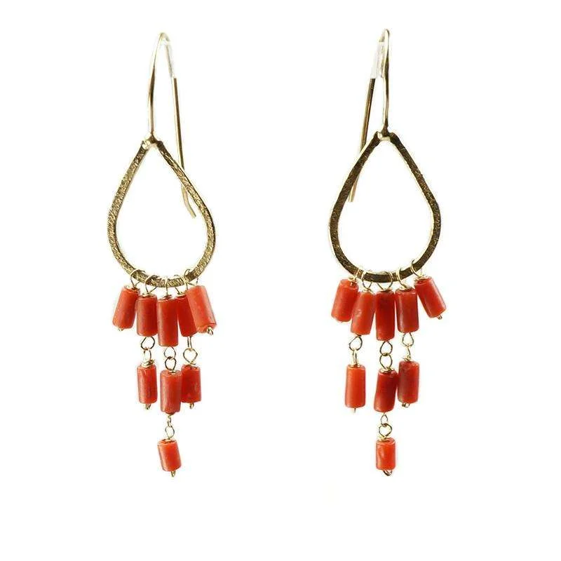 Ladies Nostalgic Retro Earrings -Ladies Earrings Wave Glow-The Cairo Earrings by brunet in Red Organic Beads