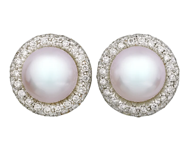 Ladies Lively Hue Earrings -Ladies Earrings for Leader Shine-South Sea Rose Orient Pearl Earrings, 12.5-13mm