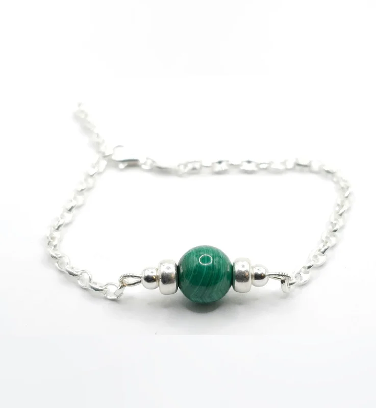 Ladies Bracelets with Feather Shine-Ladies Chakra Harmony Bracelets -MALACHITE MINIMALIST BRACELET