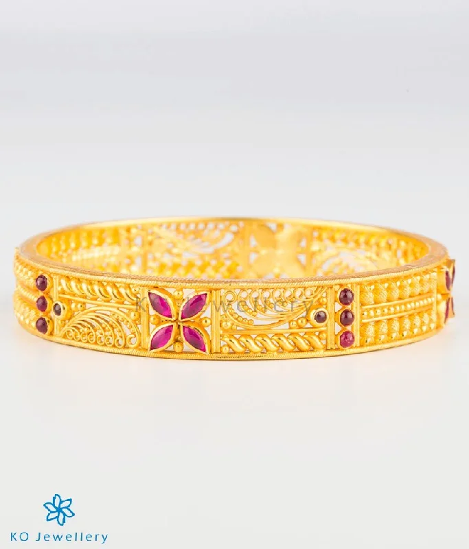 The Mithila Silver Kempu Bangle (Size/2.2/2.4/2.6/2.8)