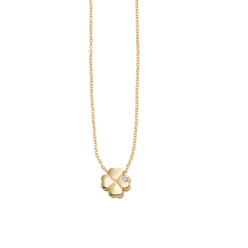 Ladies Necklaces for Volunteer Spark-Ladies Peace Dove Necklaces -14K Gold .005ct Diamond Clover Necklace