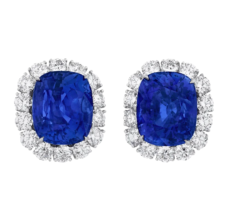 Ladies Milestone Anniversary Earrings -Ladies Earrings Ethnic Shine-Cartier Ceylon Sapphire Earrings, 50.75 carats