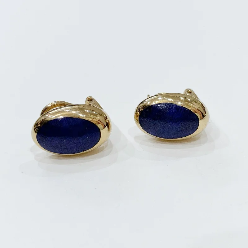 Ladies Oriental Flair Earrings -Ladies Earrings for Love Glow-Estate Collection Earrings - 9k Gold Lapis Lazuli