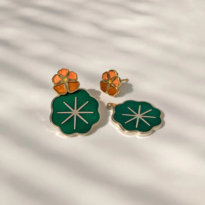 Ladies Moon Beam Earrings -Ladies Earrings with White Thaumasite-Amar & Riley Earrings - Nasturtium Jacket