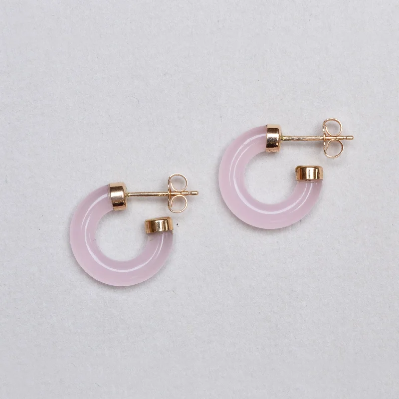 Ladies Resin Mold Earrings -Ladies Earrings with Moon Shine-Vintage 14ct Gold Rose Quartz Hoop Earrings