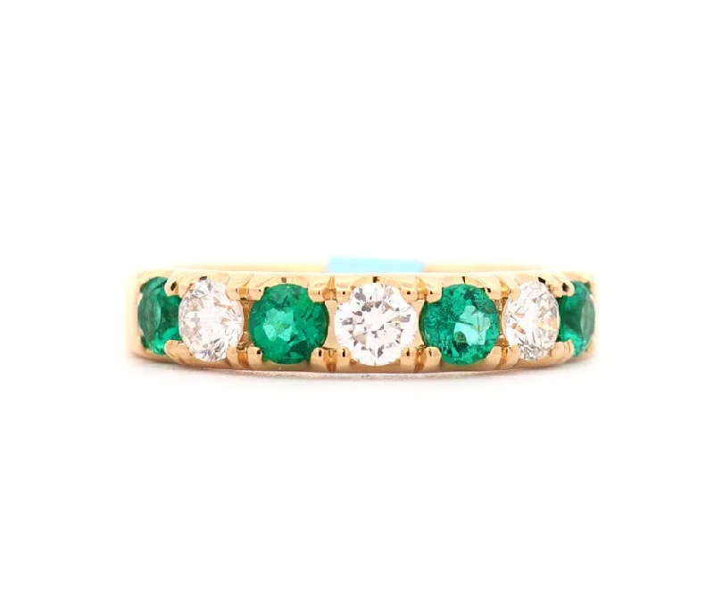 Ladies Starry Fate Rings -Ladies Rings with Red Wulfenite-New 0.55ctw Emerald and 0.47ctw Diamond Band Ring in 18K