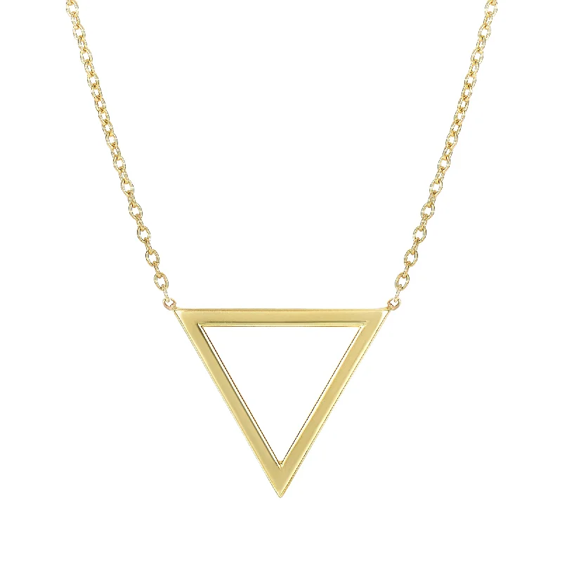 Ladies Necklaces with Globe Shine-Ladies Daily Wear Necklaces -14K Gold Polished Triangle Necklace