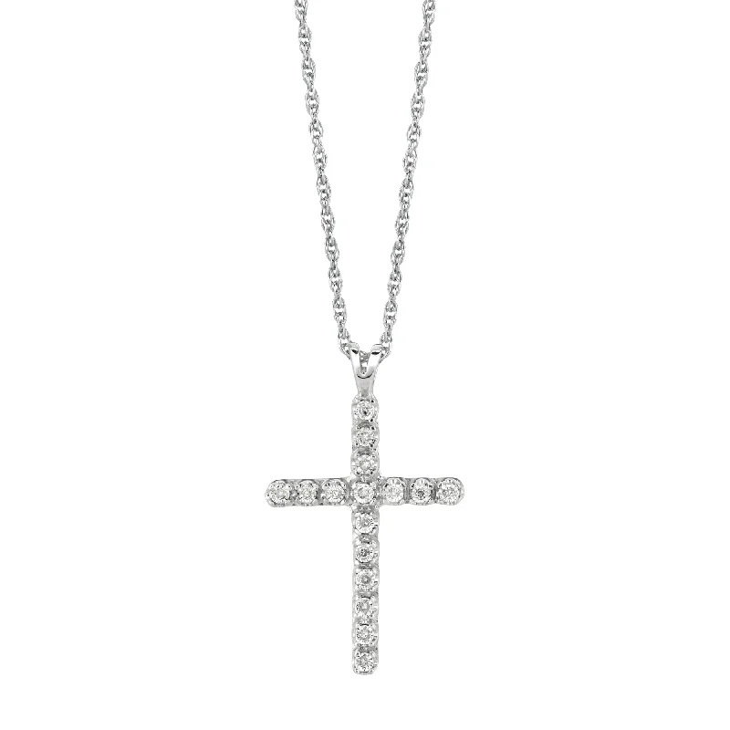 Ladies Necklaces with Blue Glaucophane-Ladies Serenity Strand Necklaces -Silver .05ct Diamond Cross Necklace