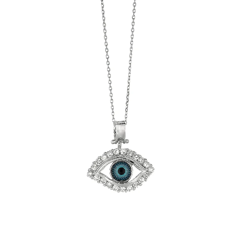 Ladies Necklaces with Yellow Sanidine-Ladies Anchor Design Necklaces -Silver Evil Eye CZ Necklace