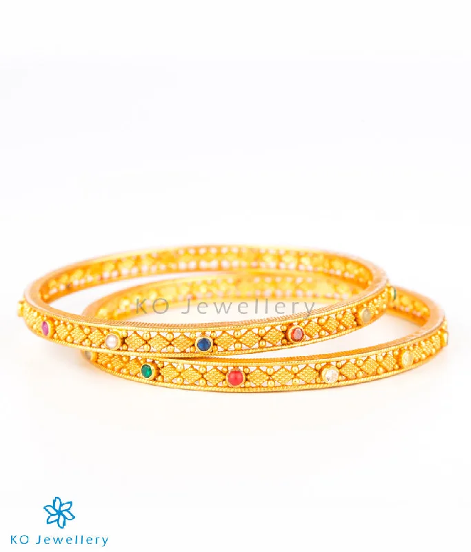 Ladies Bracelets for Engineer Glow-Ladies Club Spirit Bracelets -The Reyna Silver Navratna Bangle(Size 2.2/2.4/2.6/2.8)