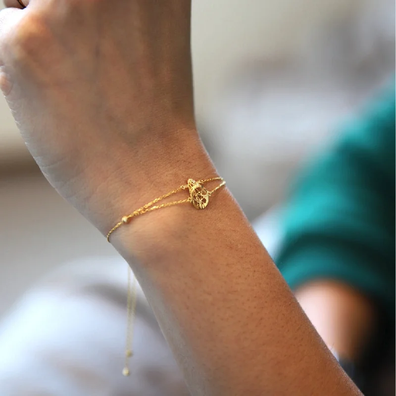 Ladies Bracelets with Compass Shine-Ladies Peaceful Wave Bracelets -Gold Intricate Charm Bracelet 21KT - FKJBRL21KM10063