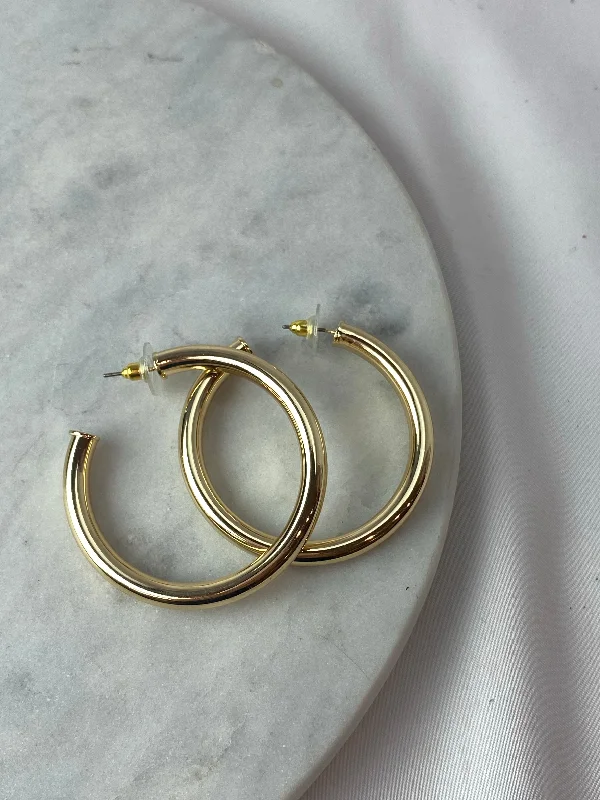 Ladies Ear Climber Earrings -Ladies Earrings with Warm Opal-Earrings - Tubular Gold Hoops